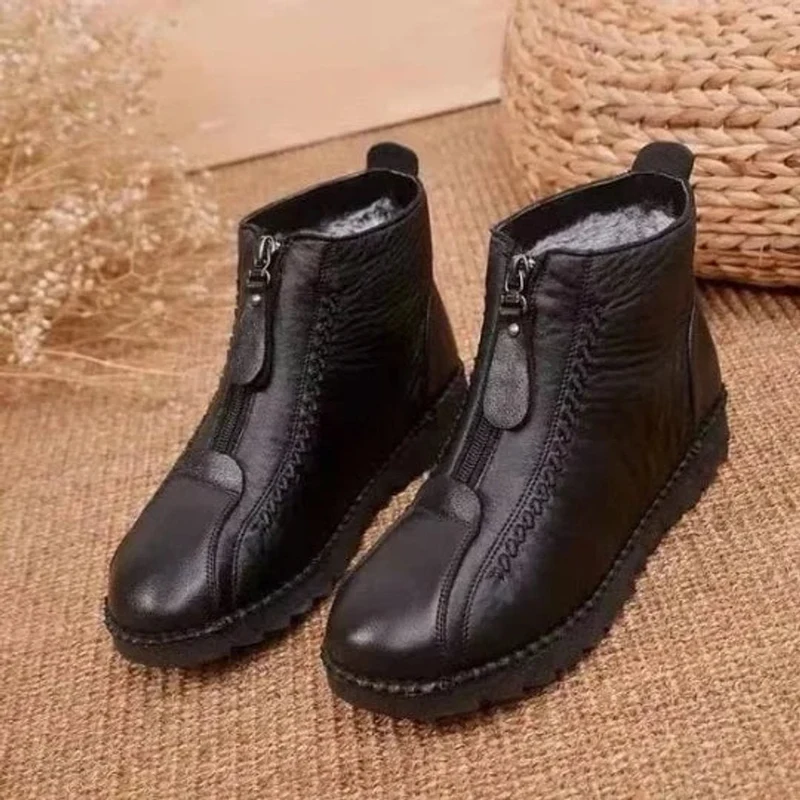 Clara | Damen Ankle Boots Rutschfeste Winterstiefeletten mit Reißverschluss