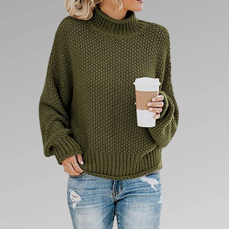 Marie | Damen Oversize Strickpullover für den Winter mit Stehkragen