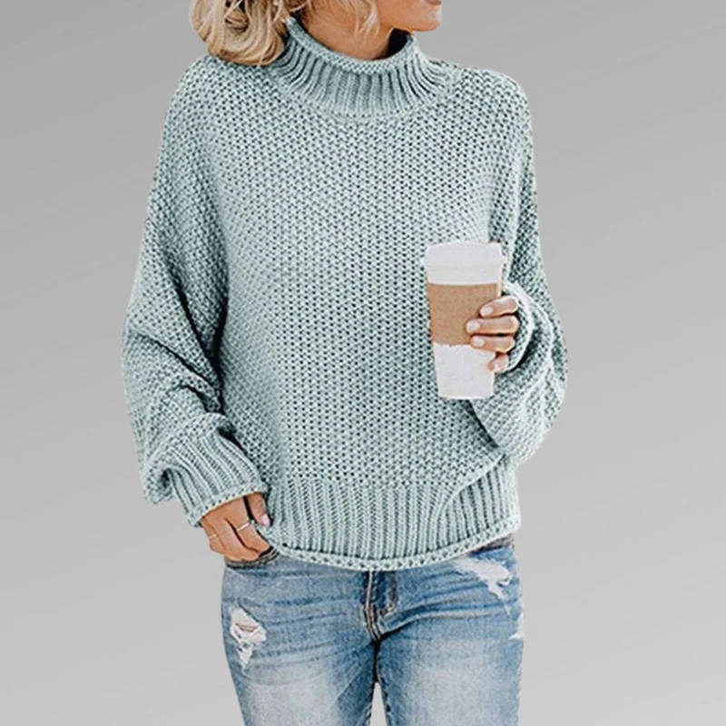 Marie | Damen Oversize Strickpullover für den Winter mit Stehkragen