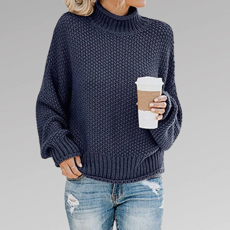 Marie | Damen Oversize Strickpullover für den Winter mit Stehkragen