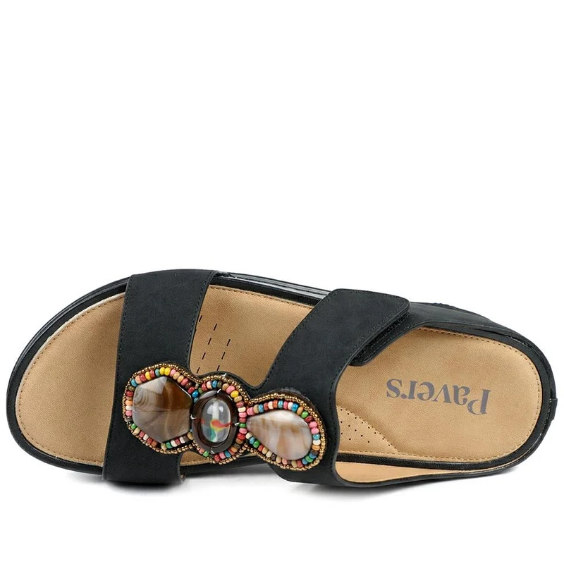 Adjustable Jewelled Strappy Sandals - BAIZH43014 / 329 167 - Black