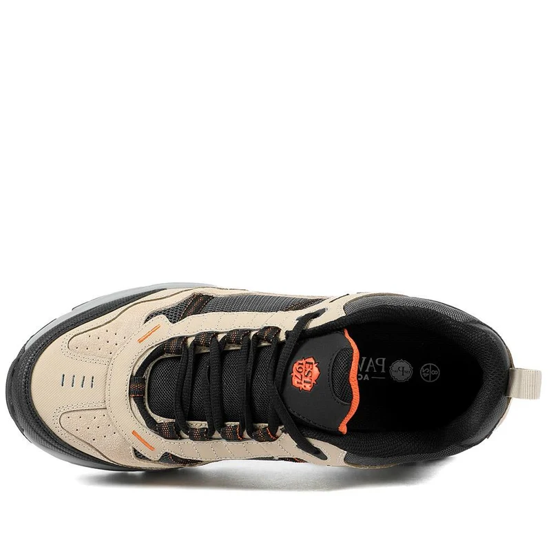 Extra Wide Leather Memory Foam Lace Up Trainers - BOJIE43019 / 329 260 - Sand