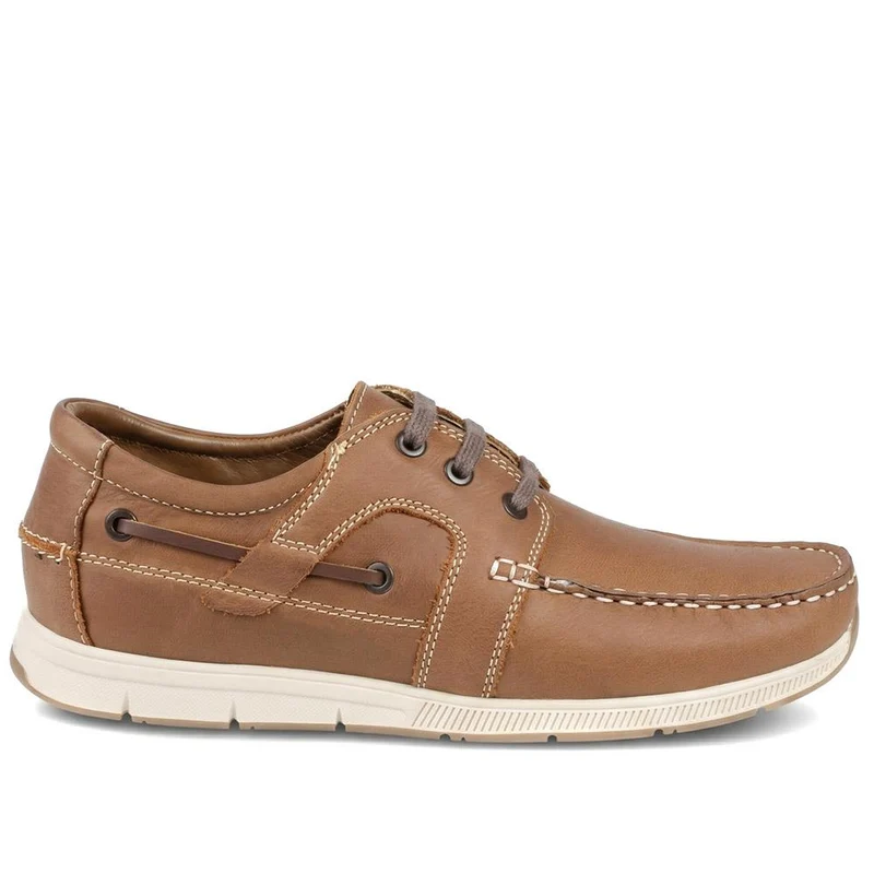 Leather Lace Up Boat Shoes - SHAFI43001 / 329 319 - Tan