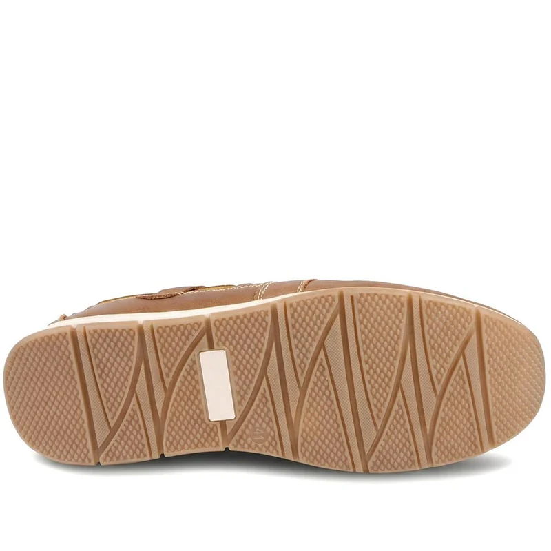 Leather Lace Up Boat Shoes - SHAFI43001 / 329 319 - Tan