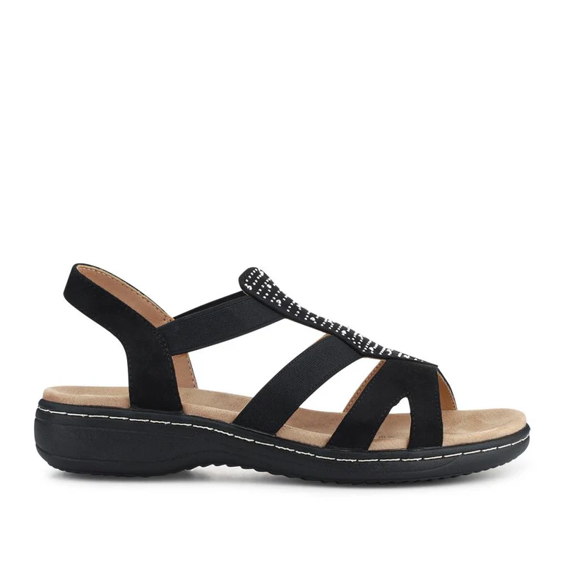 Wide Fit Elasticated Sandals - SANYI41008 / 327 449 - Black
