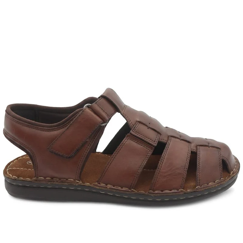 Leather Adjustable Fasten Fisherman Sandals - FBFOO43000 / 329 500 - Brown