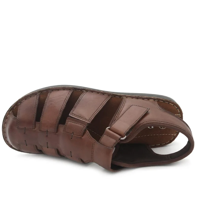 Leather Adjustable Fasten Fisherman Sandals - FBFOO43000 / 329 500 - Brown