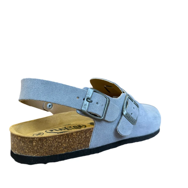 Plakton Gibraltar Pantoletten aus Wildleder mit Doppelriemen für Damen - Denim