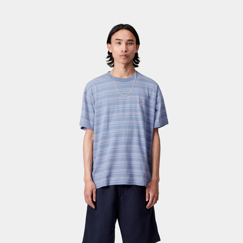Carhartt WIP Herren-T-Shirt mit Brodine-Streifen | Sorrent Indigo Overdye