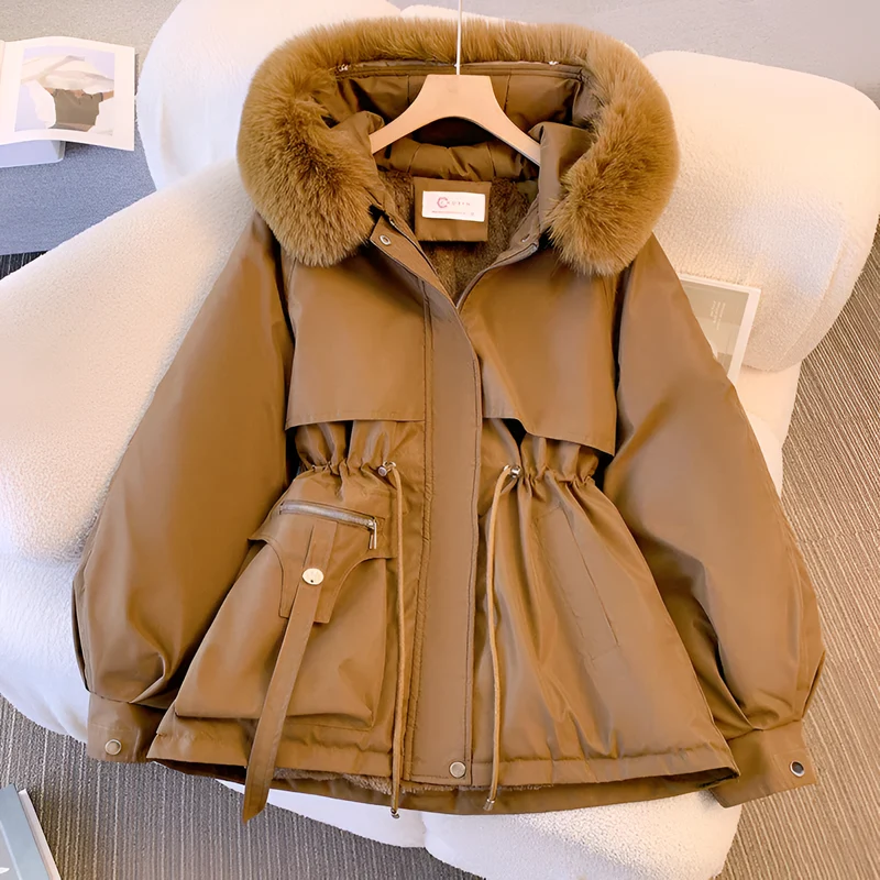 Annika | Damen Kapuzen Winter Parka Mantel mit Kunstfell
