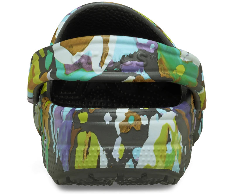 CROCS Unisex Klassischer Clog mit Blumenmuster | Schwarzer Sand