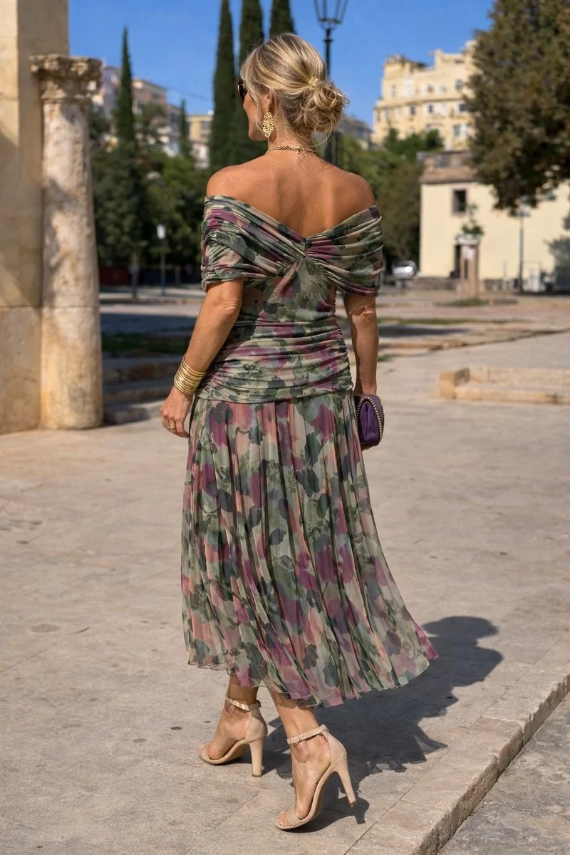 Charlotte | Damen Cocktailparty-Kleid elegantes Chiffon-Maxikleid V-Ausschnitt