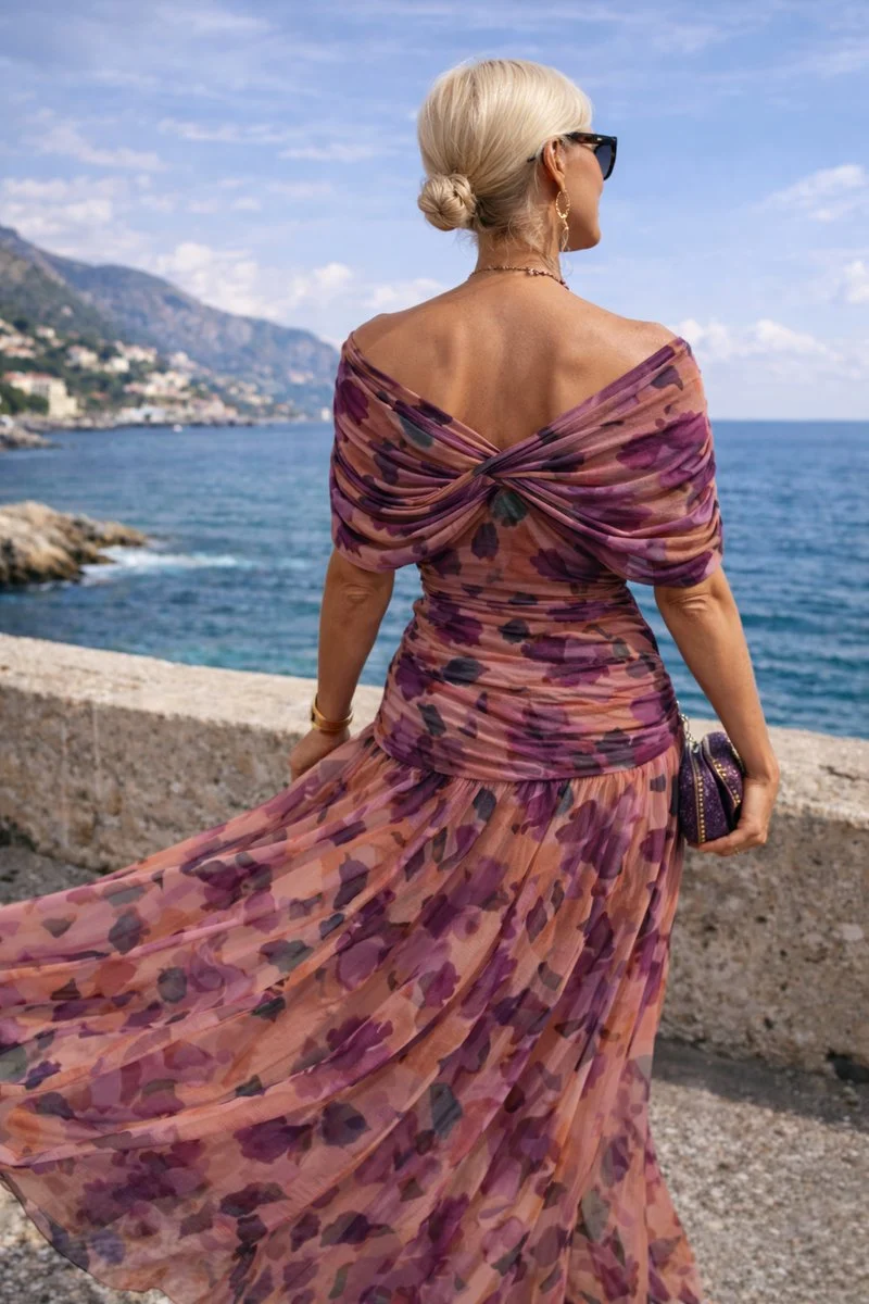 Charlotte | Damen Cocktailparty-Kleid elegantes Chiffon-Maxikleid V-Ausschnitt