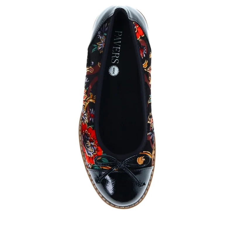 Wide Fit Bow-Detailed Pumps - WBINS40245 / 326 526 - Black Floral