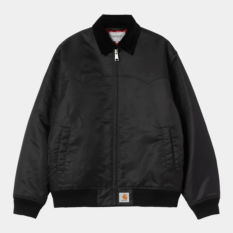 Carhartt WIP Santa Fe Alumni Jacke für Herren | Schwarz / Scharlachrot
