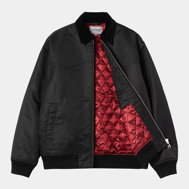 Carhartt WIP Santa Fe Alumni Jacke für Herren | Schwarz / Scharlachrot