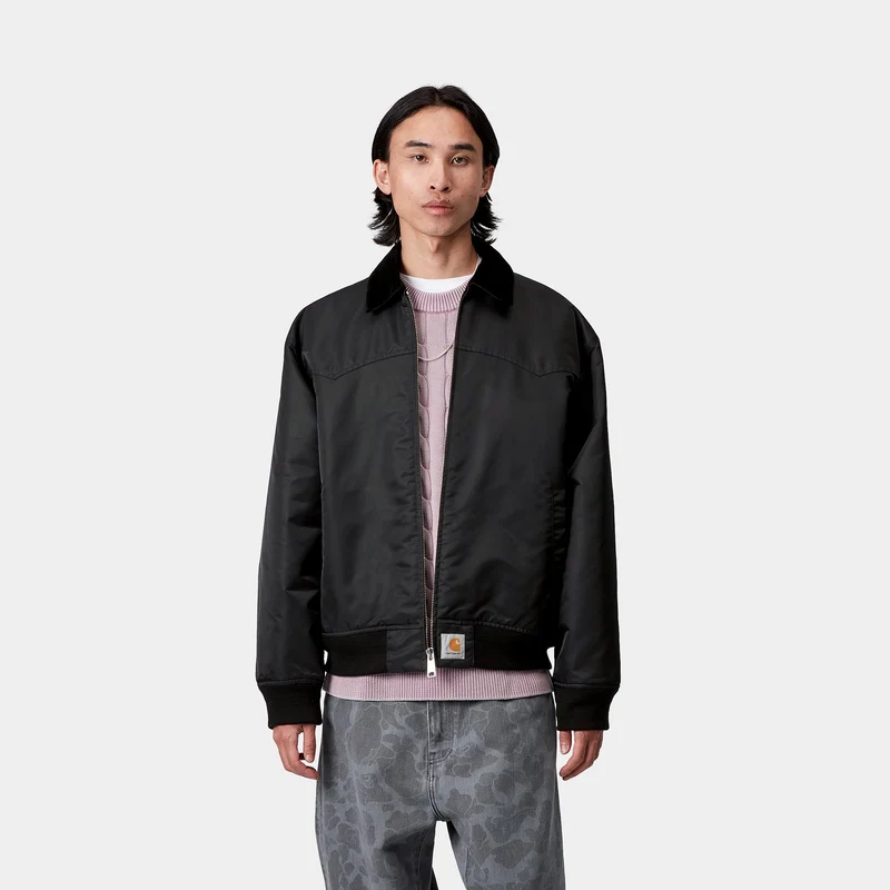 Carhartt WIP Santa Fe Alumni Jacke für Herren | Schwarz / Scharlachrot