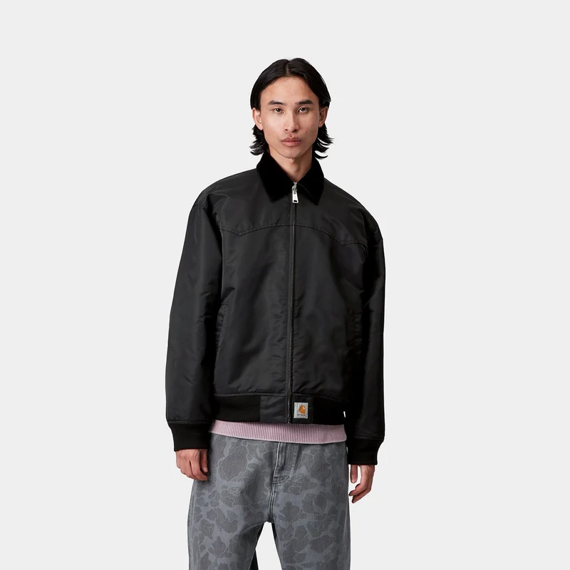 Carhartt WIP Santa Fe Alumni Jacke für Herren | Schwarz / Scharlachrot