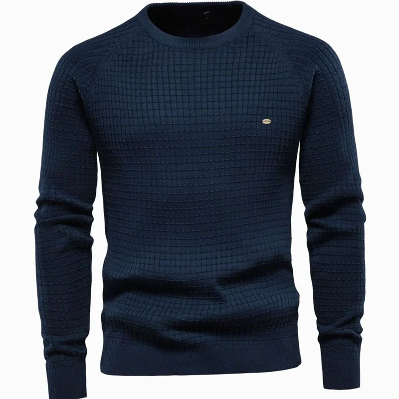 Simon | Herren Strukturierter Rundhals-Winterpullover mit langen Ärmeln