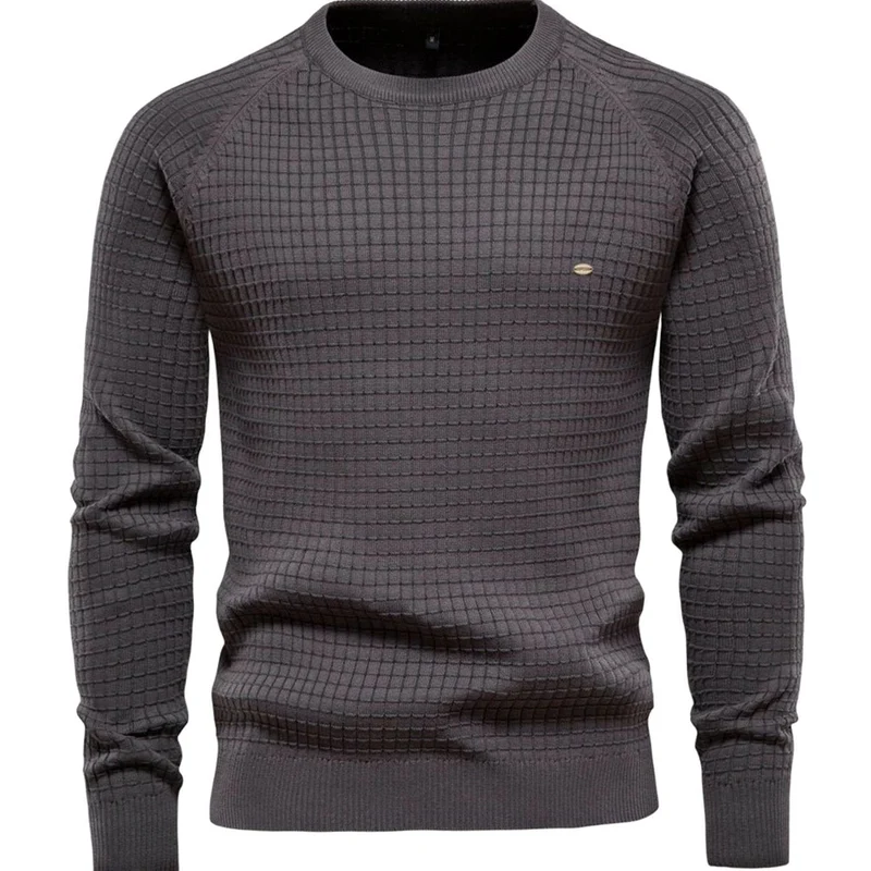 Simon | Herren Strukturierter Rundhals-Winterpullover mit langen Ärmeln