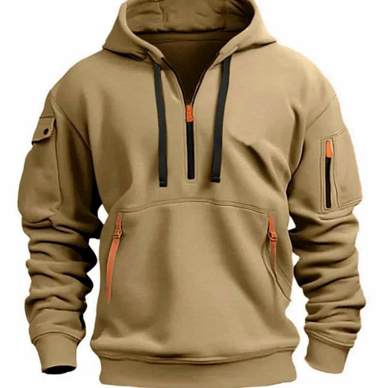Andreas | Herren Freizeit-Hoodie mit Reißverschluss-Taschen Viertelreißverschluss