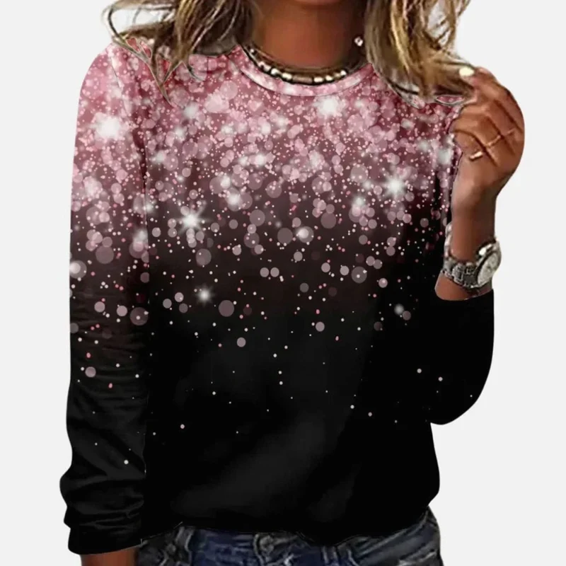 Elisabeth | Damen Weihnachtspullover mit funkelndem Sternenmuster Festlicher Langarmshirt
