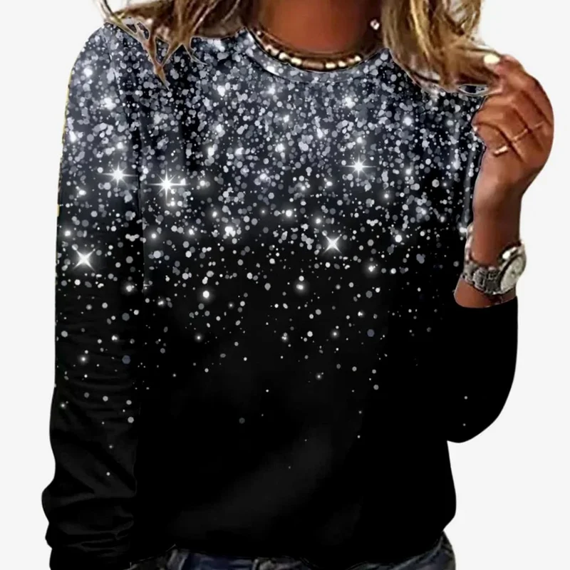 Elisabeth | Damen Weihnachtspullover mit funkelndem Sternenmuster Festlicher Langarmshirt