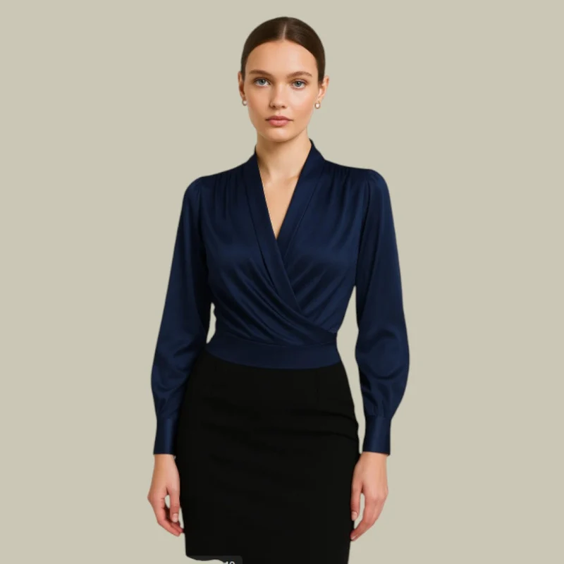 Verena | Elegante Satin Wickelbluse für Damen