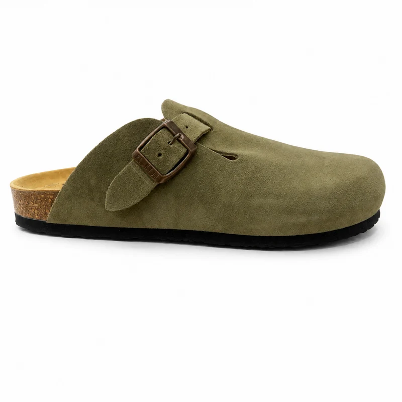 Plakton Gibraltar Wildleder Pantoletten - Helles Khaki