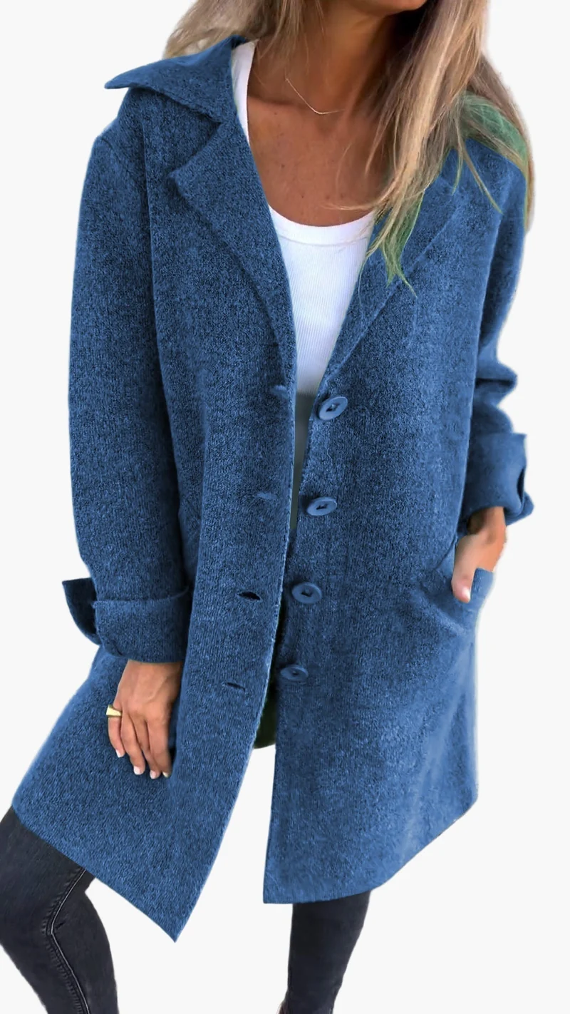 Karin | Damen Stylischer Button-Front Mantel im Relaxed Fit