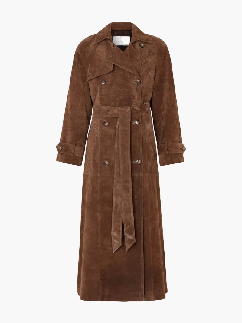 Emilia | Damen Winter Suede Doppelknopf Mantel