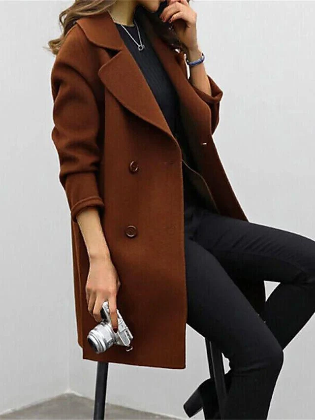 Anna | Damen Chic Klassischer Revers Wintermantel