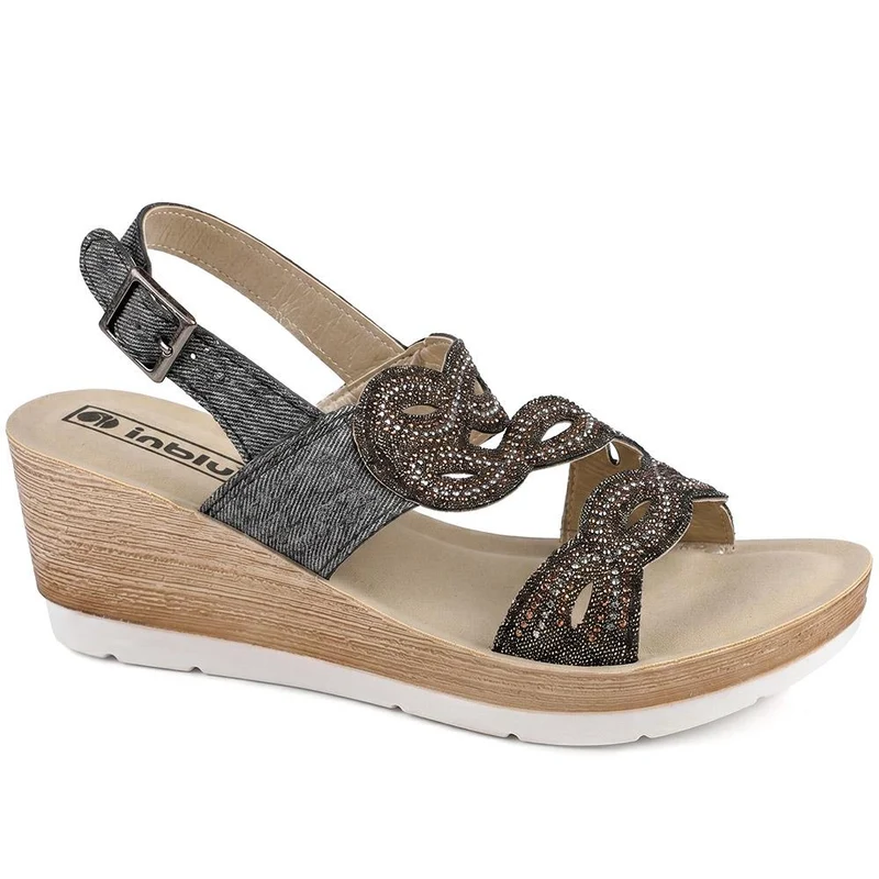 Inblu Wedge Sandals With Rhinestones - INB43051 / 330 370