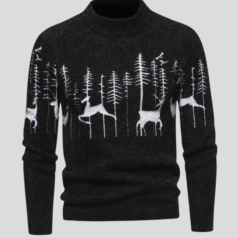 Alexander | Herren Weihnachtspullover mit Rentier- und Waldmotiv Strickpullover