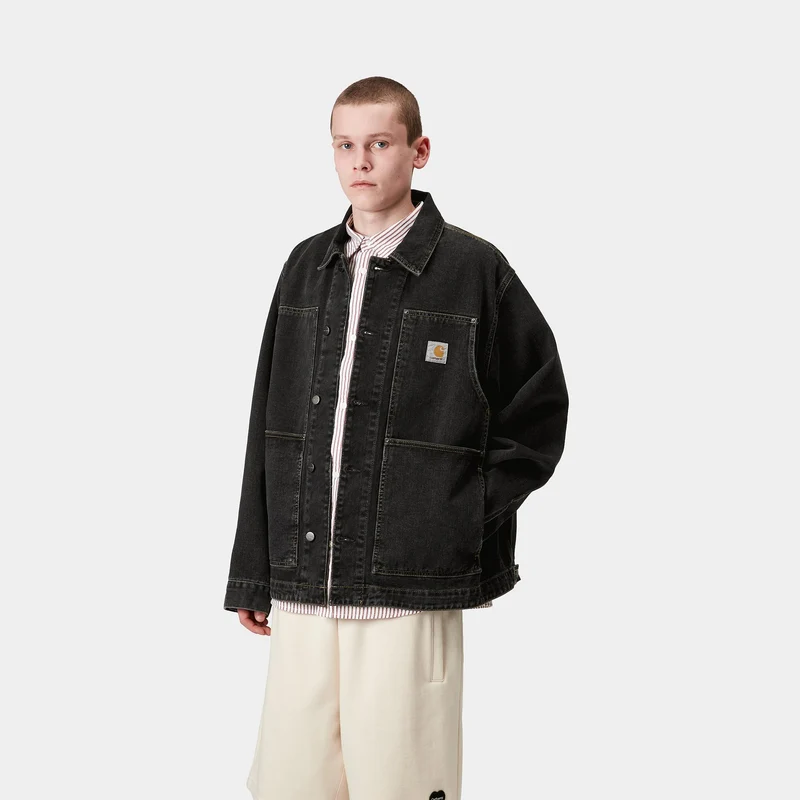 Carhartt WIP Herren OG Jacke mit doppelter Vorderseite - Black Stone Washed