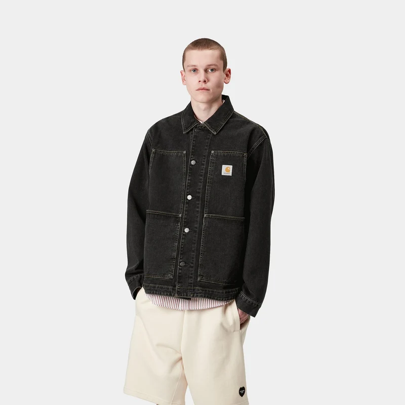 Carhartt WIP Herren OG Jacke mit doppelter Vorderseite - Black Stone Washed