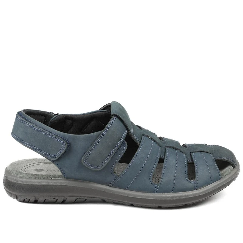 Dual Adjustable Fasten Leather Sandals - DDIN43009 / 329 104 - Denim