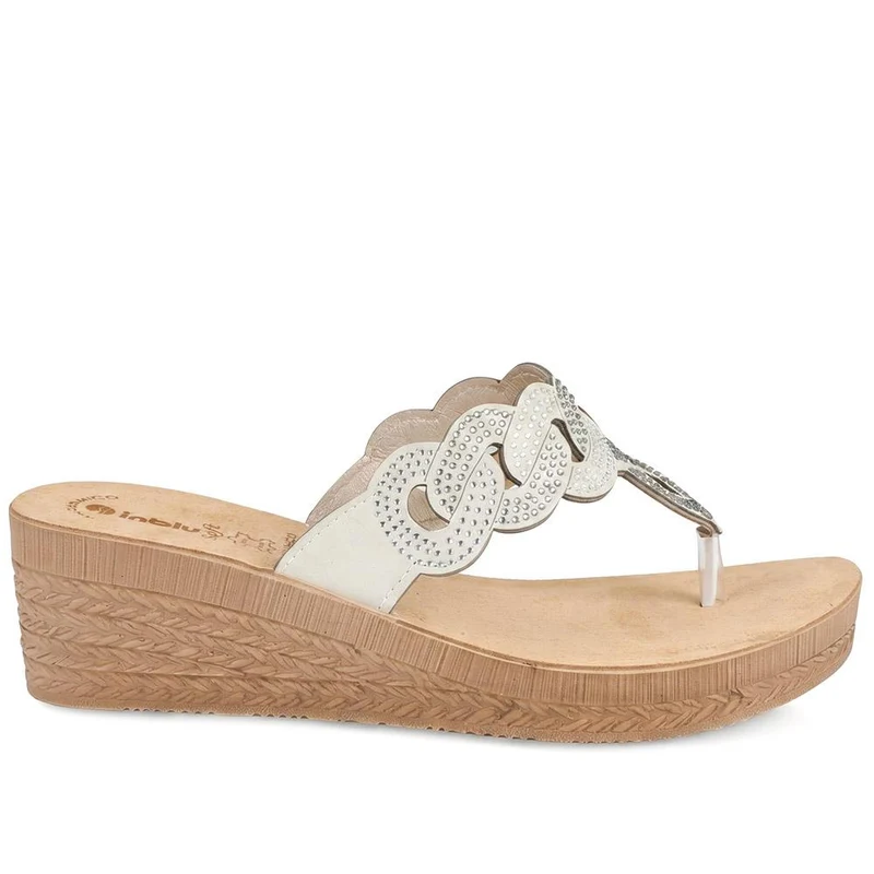 Inblu Wedge Heel Toe Post Sandals - INB43054 / 330 389 - Beige