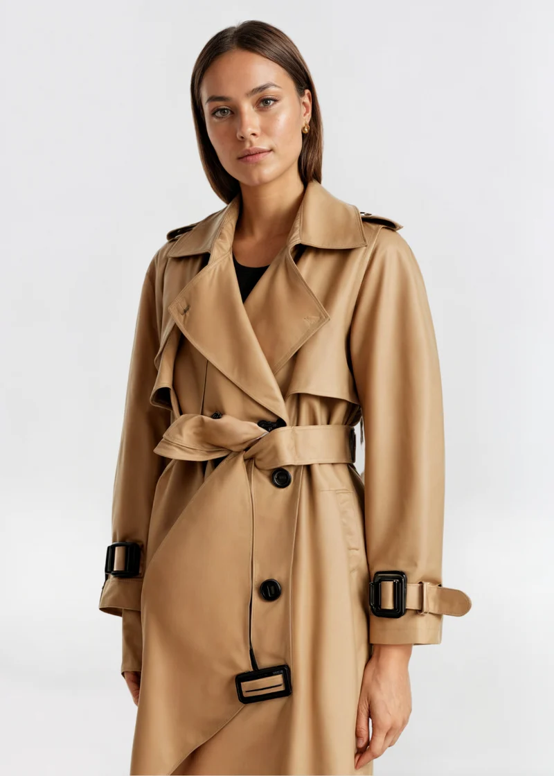 Emma | Damen Wasserfester Langer Wintertrenchcoat mit Gürtel