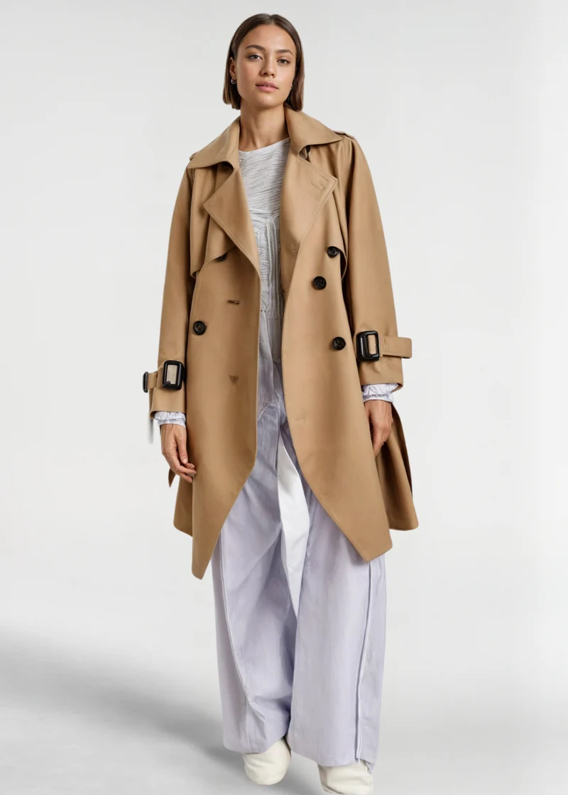 Emma | Damen Wasserfester Langer Wintertrenchcoat mit Gürtel
