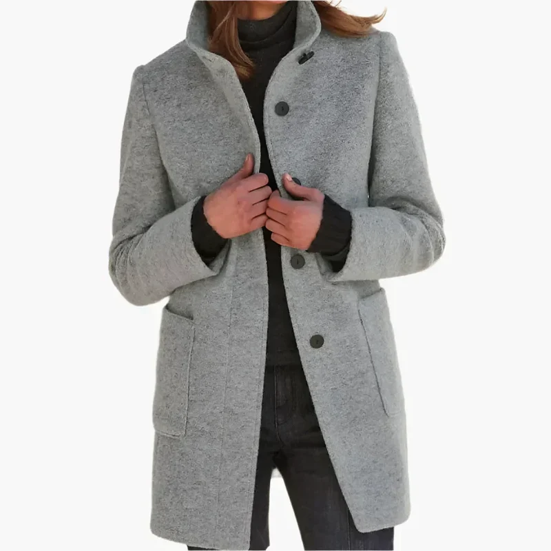 Jessica | Damen Winter Mantel mit Langem Ärmel im Klassischen Stil