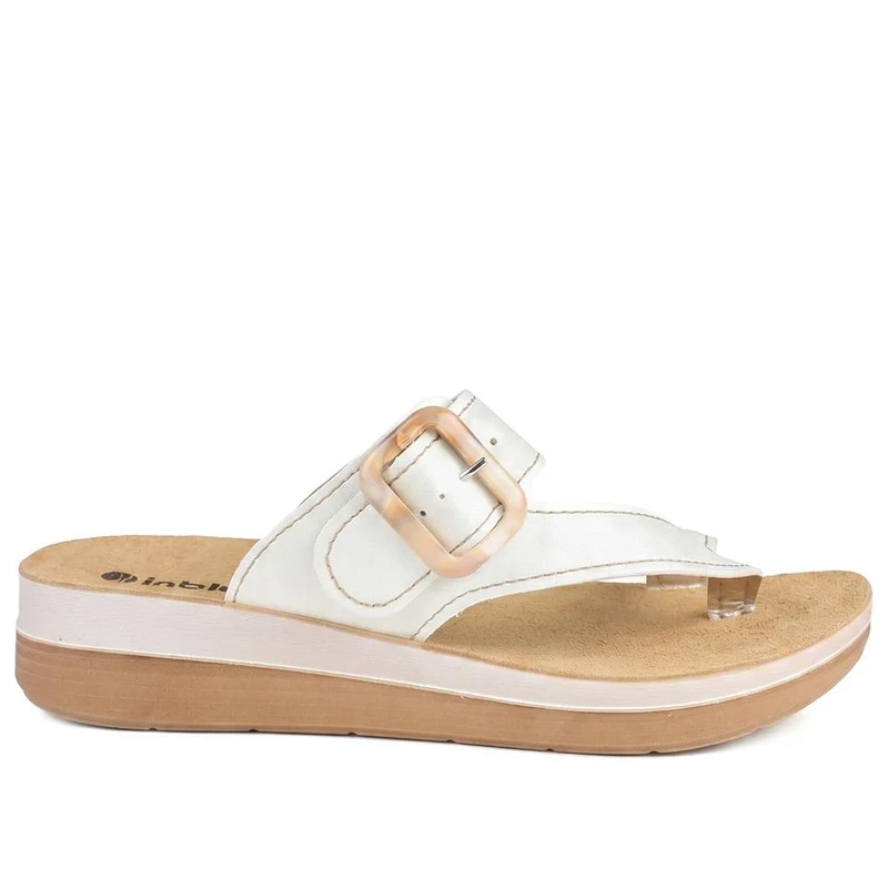 Inblu Buckle Fasten Toe Post Sandals - INB43056 / 330 395 - White