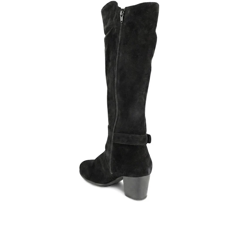 Heeled Long Boots - RNB40031 / 326 120 - Black Suede