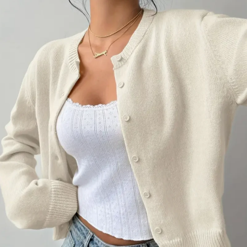 Bettina | Damen Frühlings Cardigan Mit Kragen Und Knöpfen