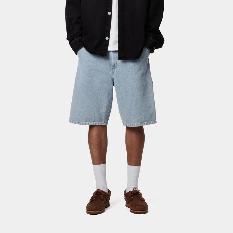Carhartt WIP Herren Single Knee Smith Denim-Shorts | Blau, Heavy Stone Bleached