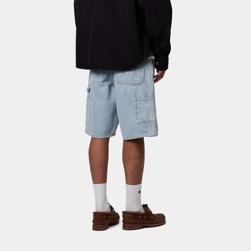 Carhartt WIP Herren Single Knee Smith Denim-Shorts | Blau, Heavy Stone Bleached