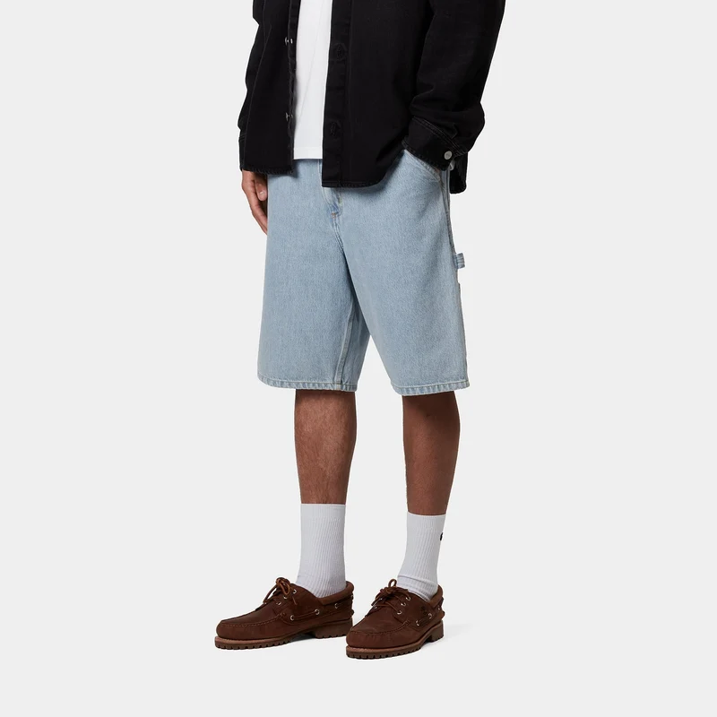 Carhartt WIP Herren Single Knee Smith Denim-Shorts | Blau, Heavy Stone Bleached