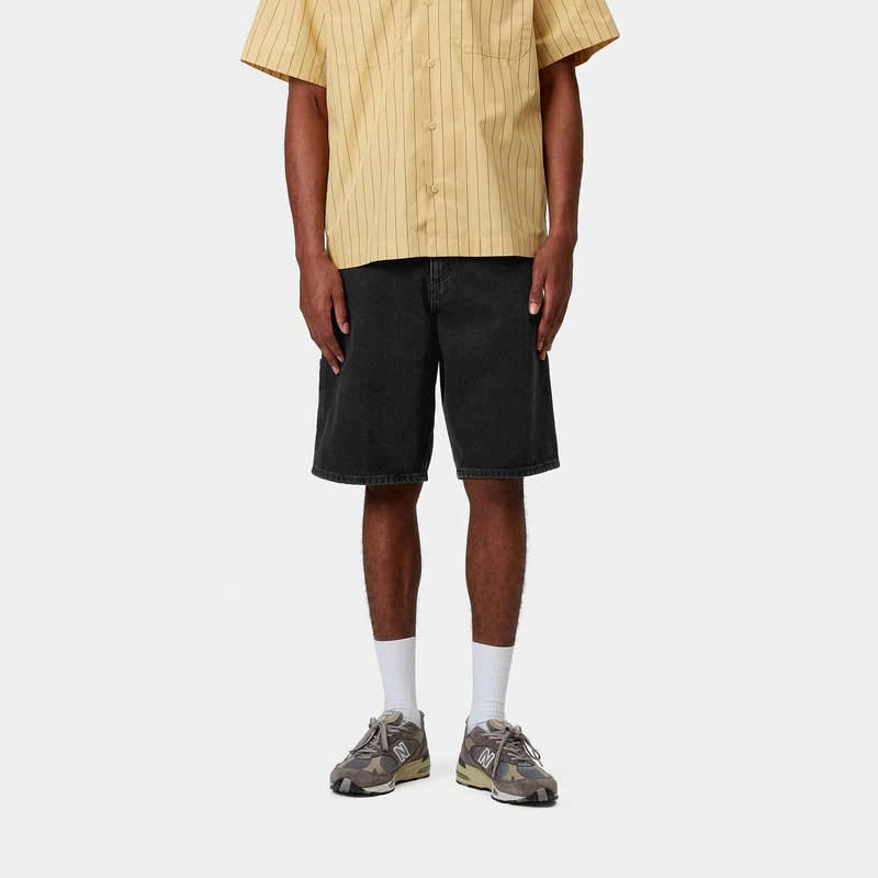 Carhartt WIP Herren Single Knee Smith Denim-Shorts | Schwarz Stone Washed