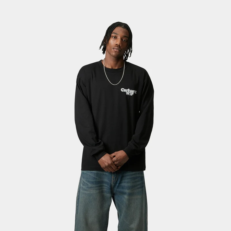 Carhartt WIP Herren Chain Link Langarm-T-Shirt | Schwarz