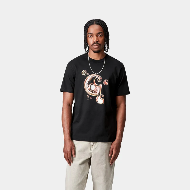 Carhartt WIP Herren Solar Chrome C-Logo T-Shirt | Schwarz
